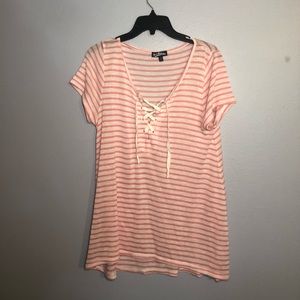 White and Pink Stripped Coverup Medium